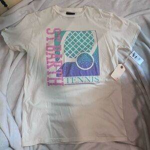Cream Graphic Tee with Tennis Print